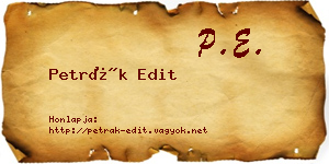 Petrák Edit névjegykártya